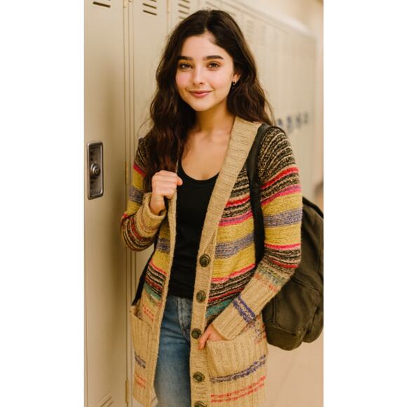 Free People Sweaters - Free People Multicolor Wool Blend Boho Cardigan Sweater - XS